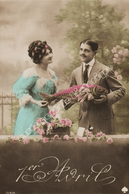 1er Avril - Couple "Voici un poisson" - 1909