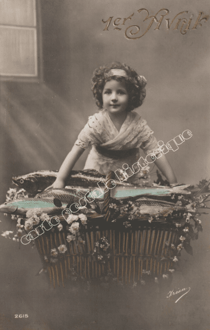 1er Avril - Enfant avec un panier de poissons - 1916