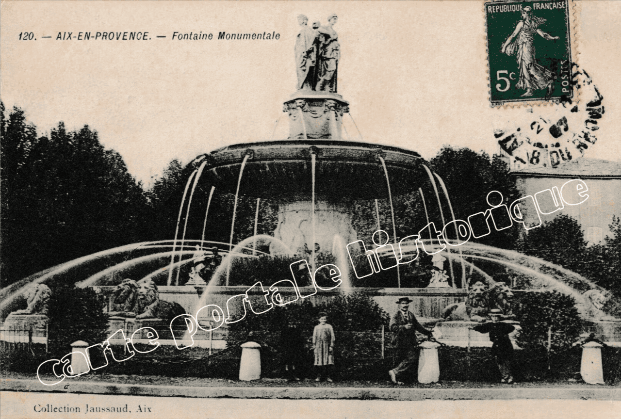 Aix-en-Provence – Fontaine monumentale – Carte postale ancienne 1907