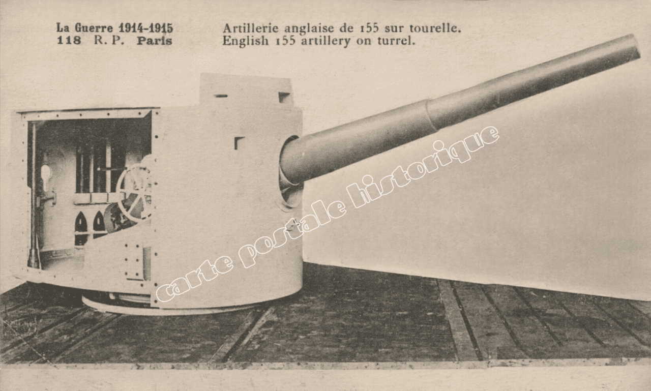 Artillerie Anglaise de 155 sur tourelle - 1915