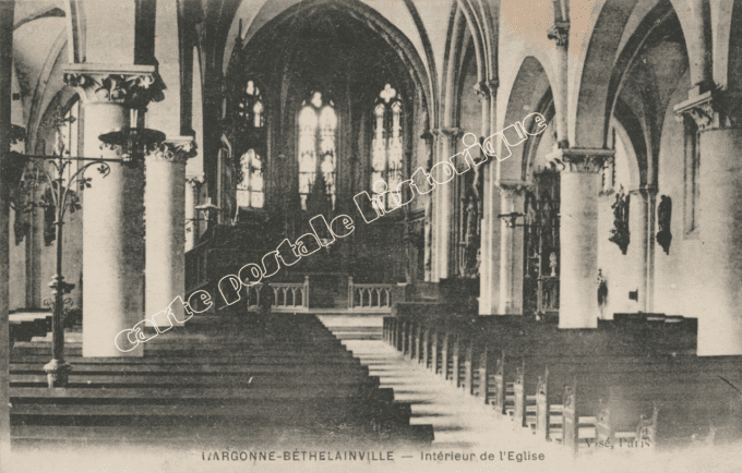 BETHELAINVILLE - Intérieur de l'Eglise - 1916