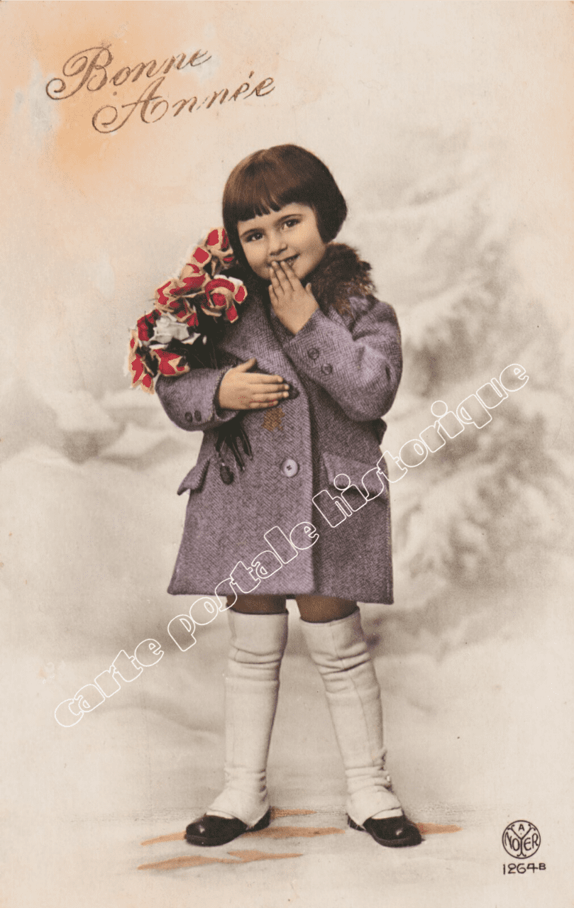 Bonne Année - Enfant au manteau mauve - 1915