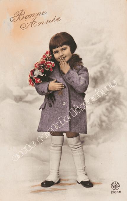 Bonne Année - Enfant au manteau mauve - 1915