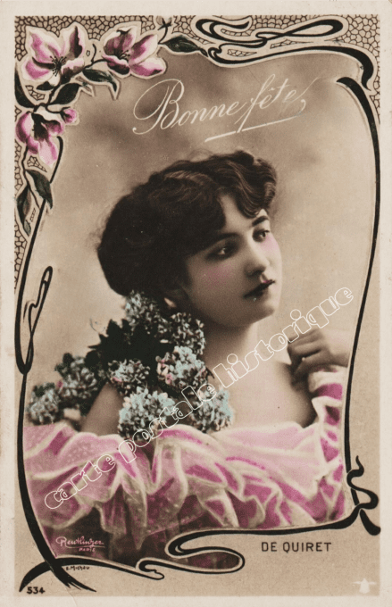 Bonne Fête - Femme à la collerette rose - 1916