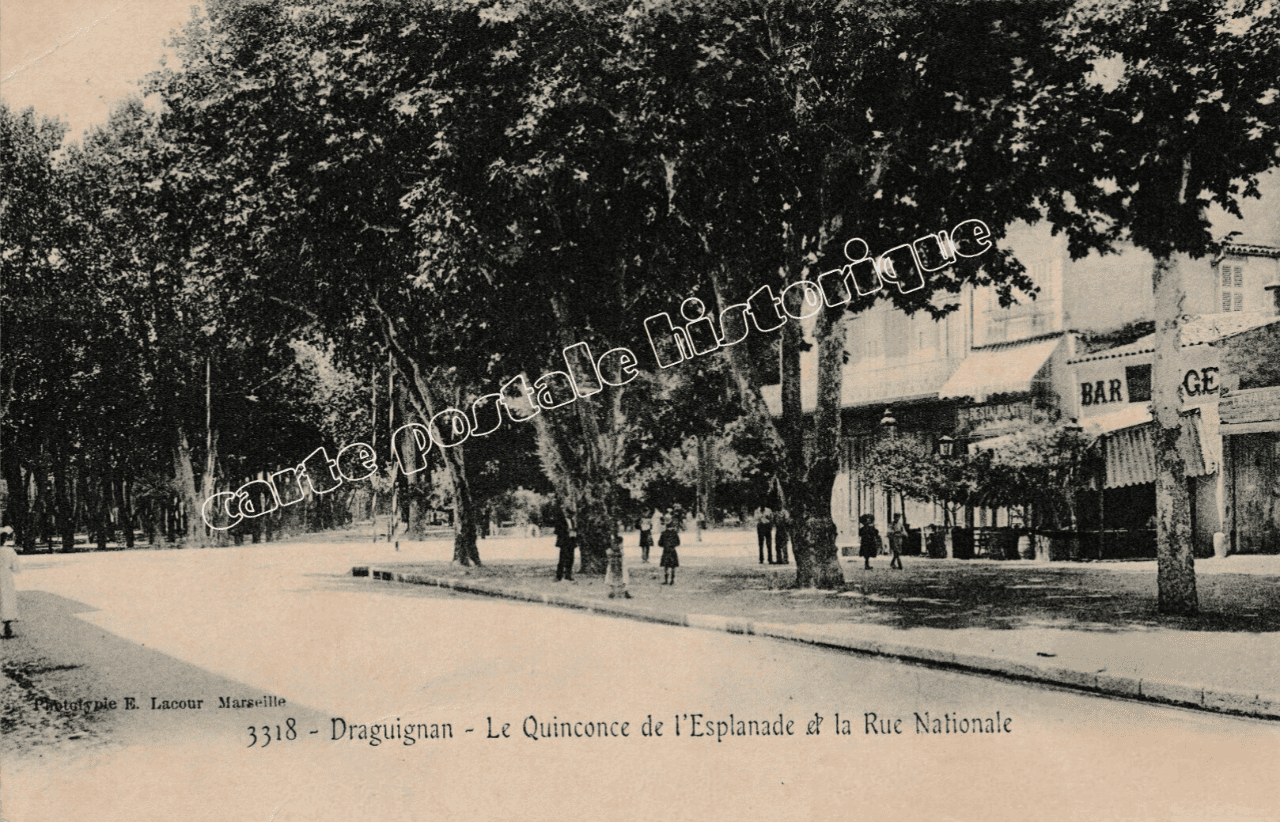 DRAGUIGNAN - Le Quinconce de l'Esplanade et la rue Nationale - 1906