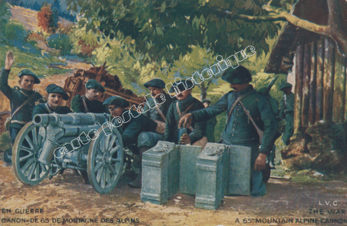 En Guerre - Canon de 65 de montagne des Alpins - 1916