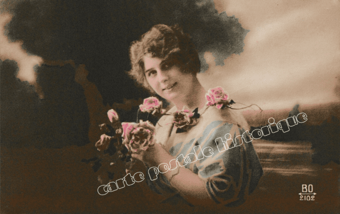 Femme au bouquet de roses - 1919