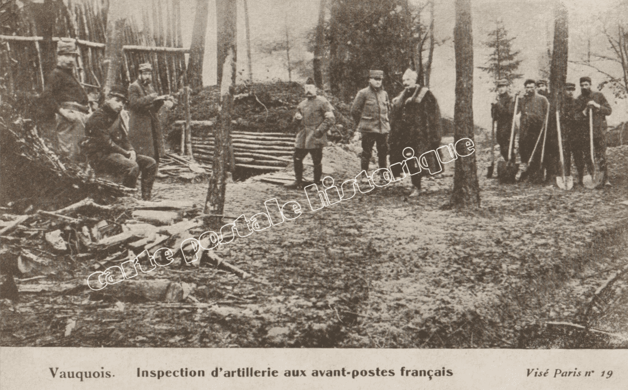 Vauquois - Inspection d'Artillerie aux avants-postes Français - 1916