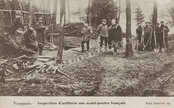 Vauquois - Inspection d'Artillerie aux avants-postes Français - 1916