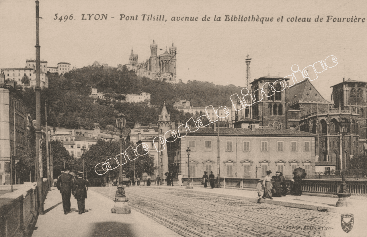 LYON - Pont Tilsilt Avenue de la Bibliothèque et côteau de Fourvière - 1915
