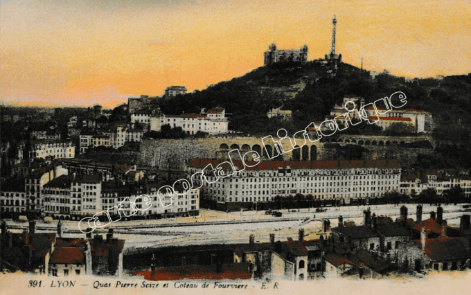 LYON - Quai Pierre Scize et Côteau de Fourvière - 1914