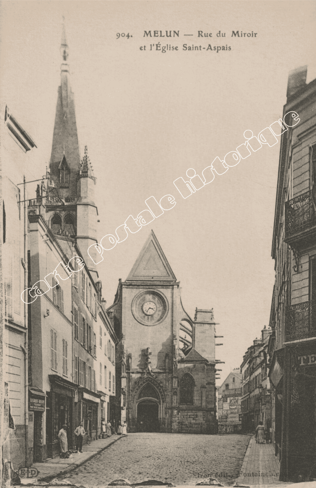 MELUN - Rue du Miroir et Eglise St Aspais - 1918