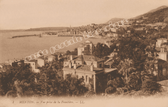 MENTON - Vue prise de la Frontière - 1915