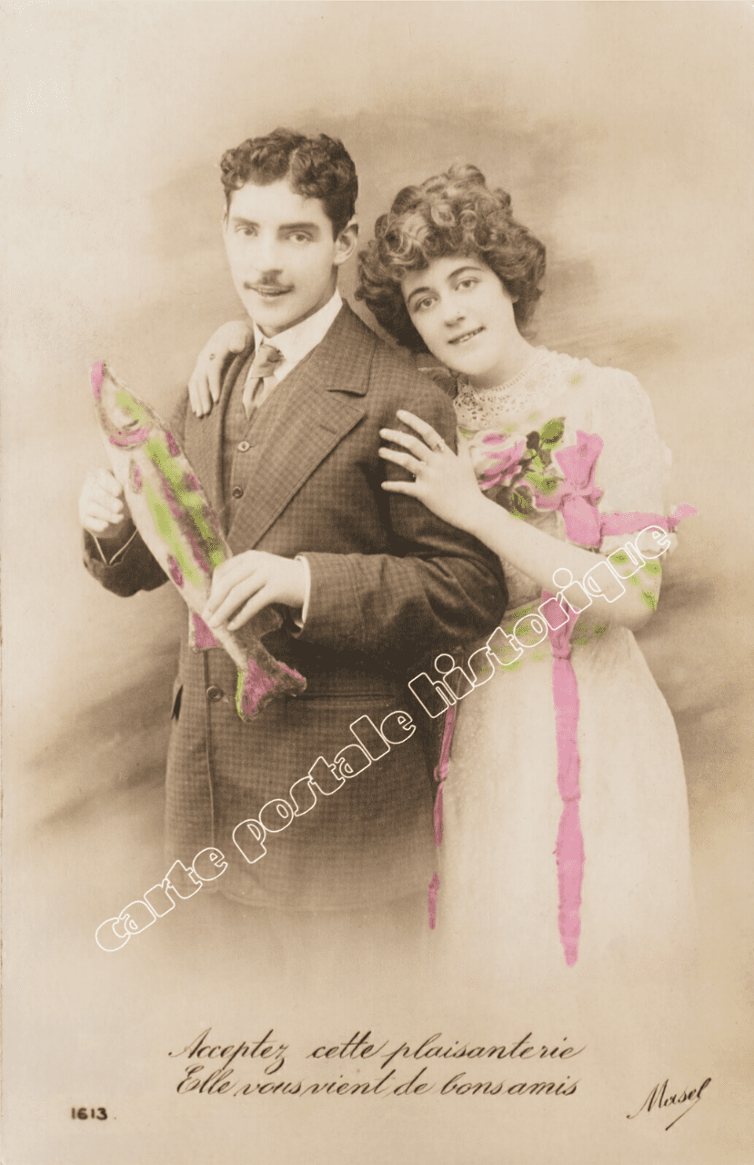 Message - Couple "Une plaisanterie pour le 1er avril" - 1904