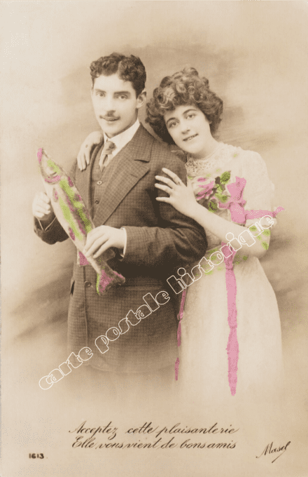 Message - Couple "Une plaisanterie pour le 1er avril" - 1904