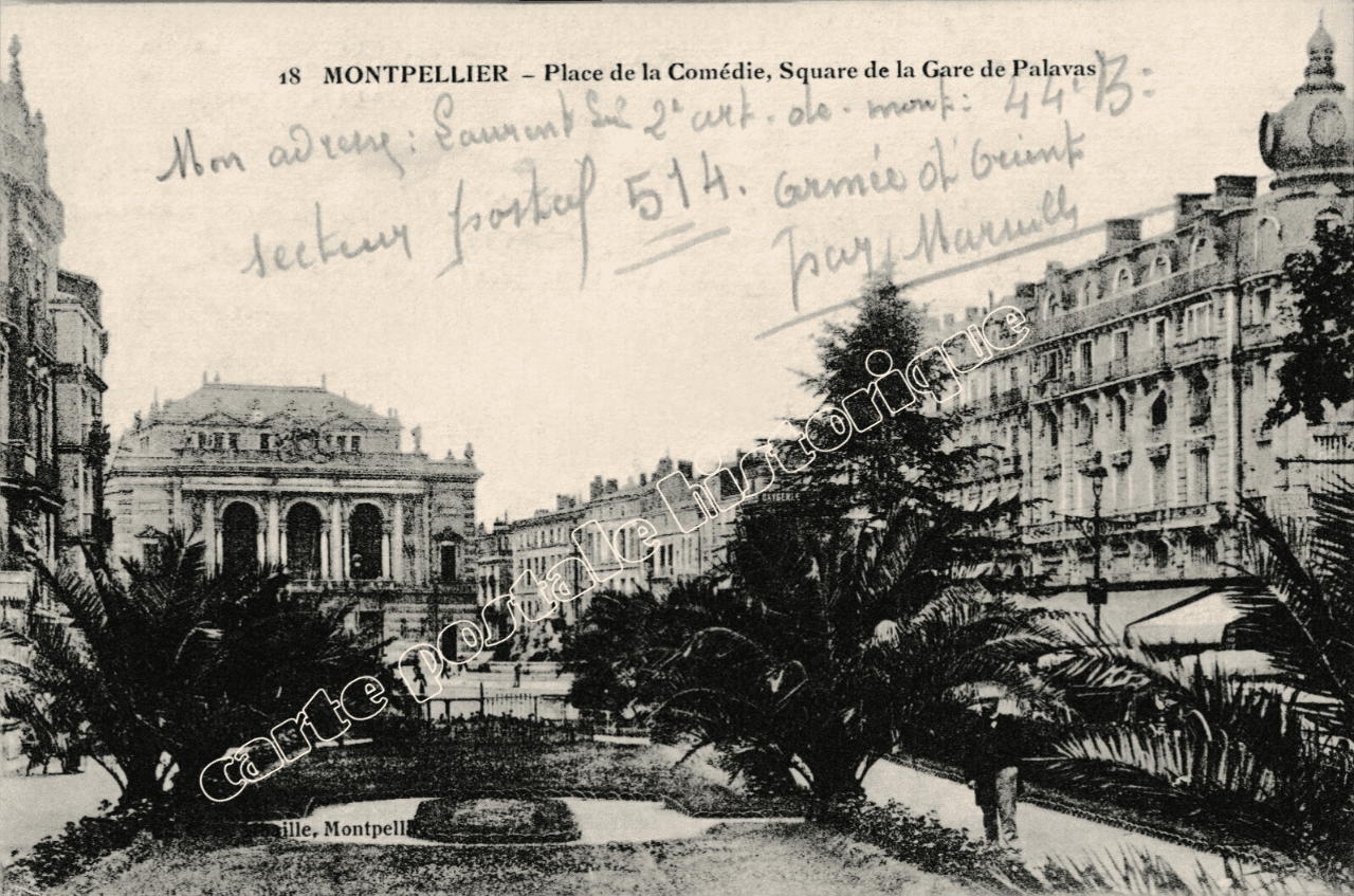 MONTPELLIER - Place de la Comédie - Square de la Gare de Palavas - 1912