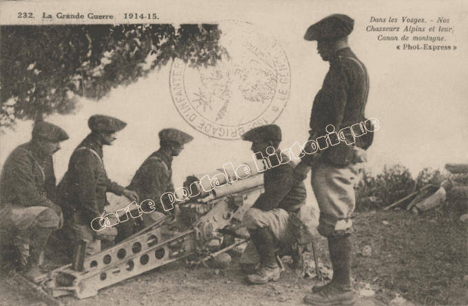 Nos Chasseurs Alpins et leur canon de montagne - 1915