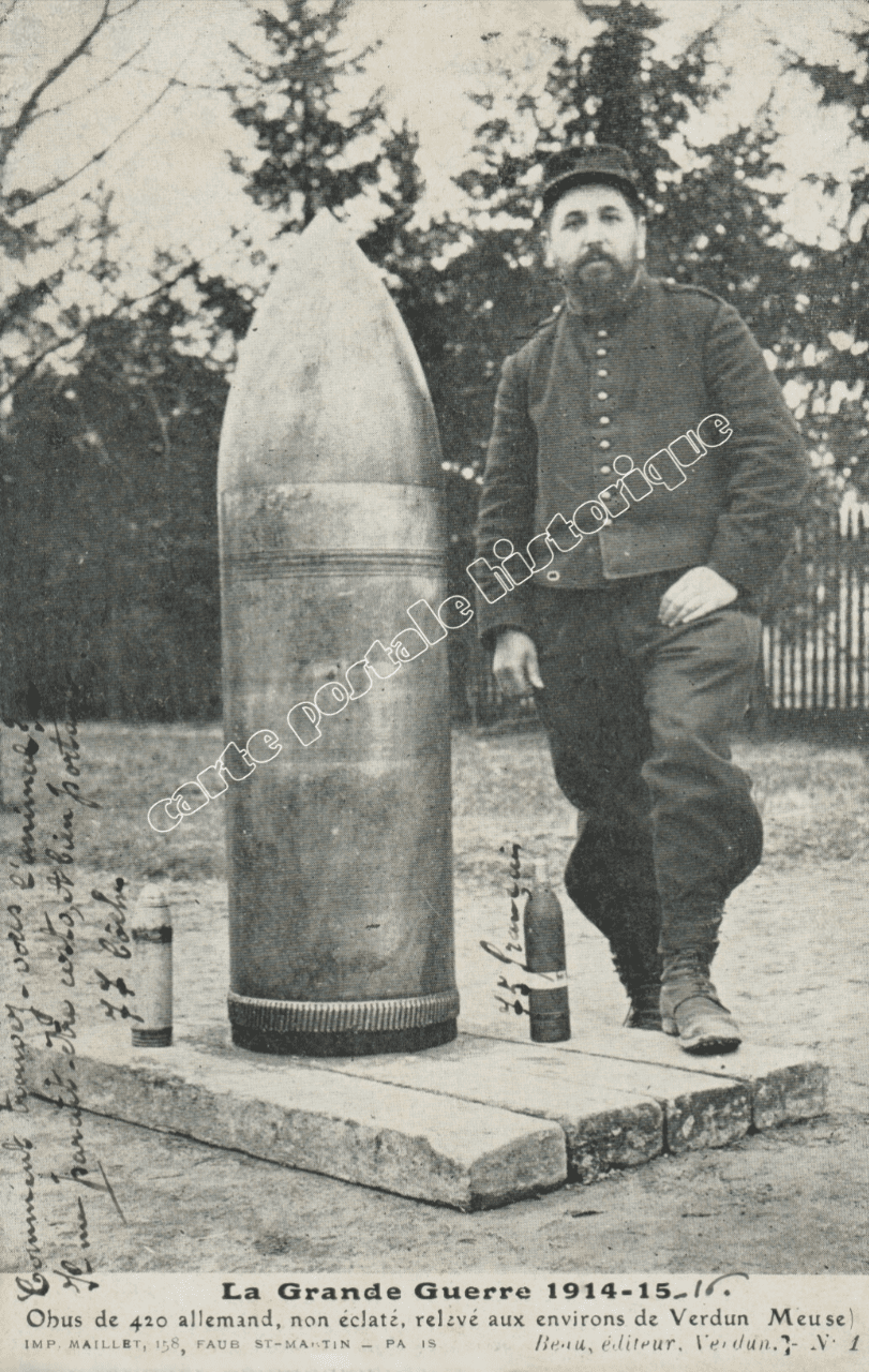 Obus de 420 Allemand non éclaté aux environs de Verdun - 1916
