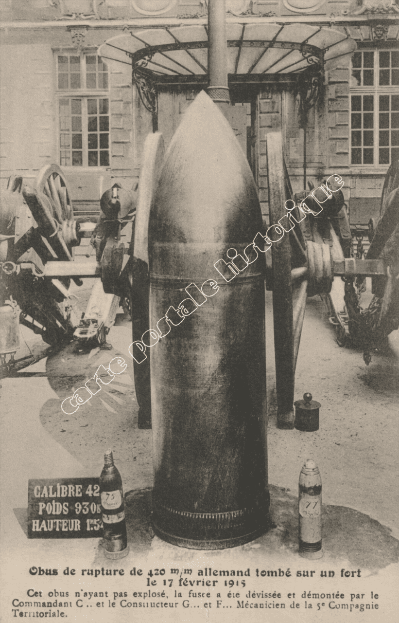 Obus de Rupture de 420mm Allemand tombé sur un fort le 17 février 1915 - 1916