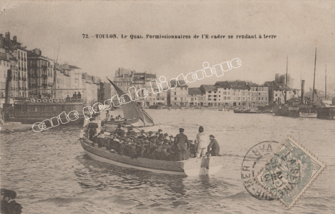 TOULON - Le Quai - Permissionnaires de l'Escadre se rendant à Terre - 1907